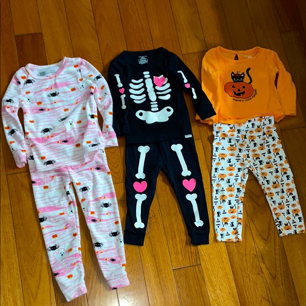 Halloween Themed Pajama Set bundle lot skeleton kitty itsy bitsy spider 18 mo 3t - Picture 2 of 9